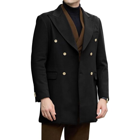Other - Mens Black Winter Jacket Trench Coats for Men Long Jackets Warm Double